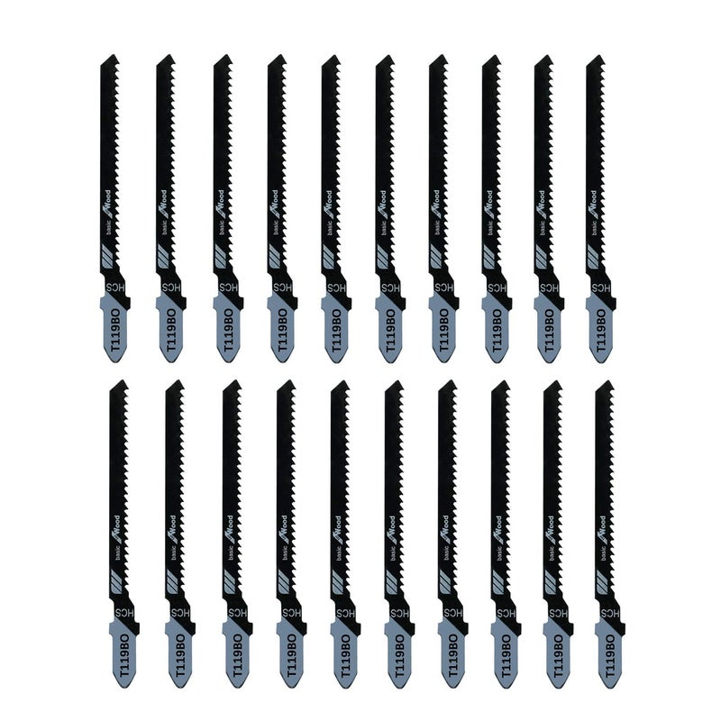 TAROSE 20-Piece T119BO 3 Inch 12 TPI Assorted T-Shank Scrolling Jig Saw Blades Set for Precision Cutting Wood - Image 2